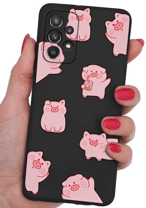 Etui malowane do Samsung Galaxy A23 5G wzór świnki + szkło nakładka na plecki case