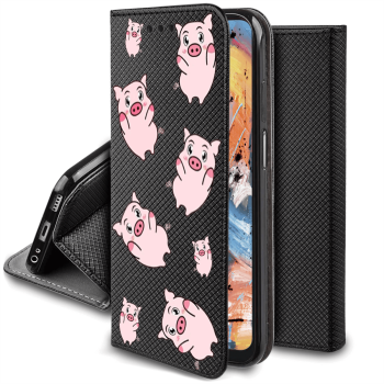 Etui malowane zamykane do Samsung Galaxy A53 5G wzór świnki + szkło