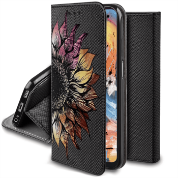 Etui malowane zamykane do Samsung Galaxy A53 5G wzór kwiat + szkło