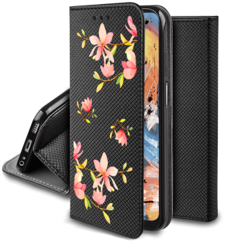 Etui malowane zamykane do Samsung Galaxy A53 5G wzór kwiatki + szkło