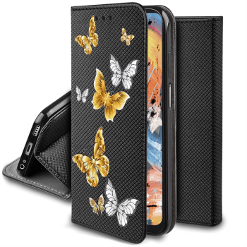 Etui malowane zamykane do Samsung Galaxy A53 5G wzór motyle + szkło