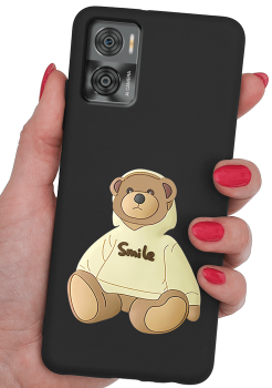Etui malowane do Motorola Moto E22 / E22i wzór miś + szkło
