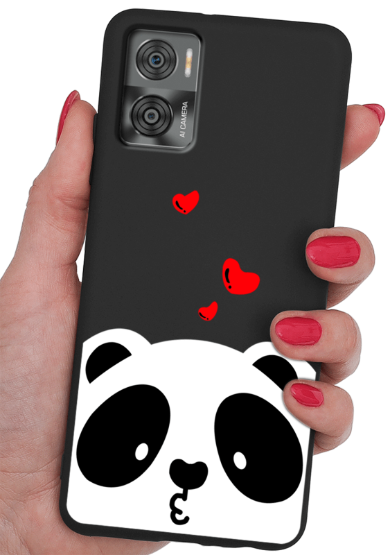 Etui malowane do Motorola Moto E22 / E22i wzór  + szkło nakładka na plecki case panda