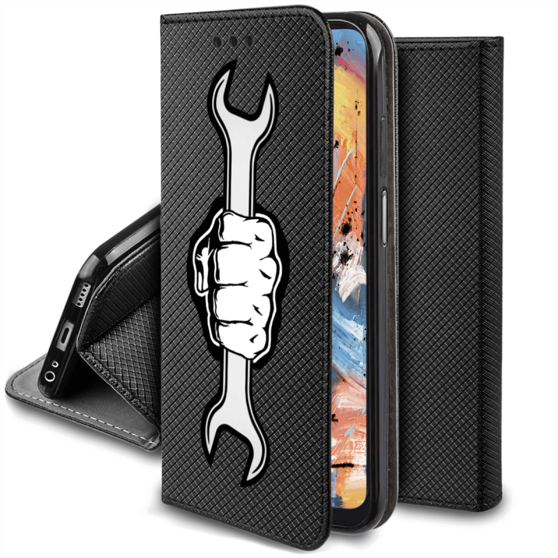 Etui malowane zamykane do Samsung Galaxy A23 5G / M23 5G wzór  + szkło pokrowiec kabura z klapką pięść