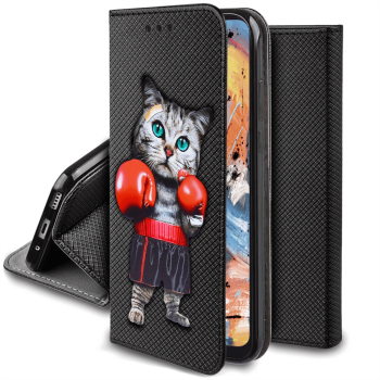 Etui malowane zamykane do Samsung Galaxy A33 5G wzór kot + szkło