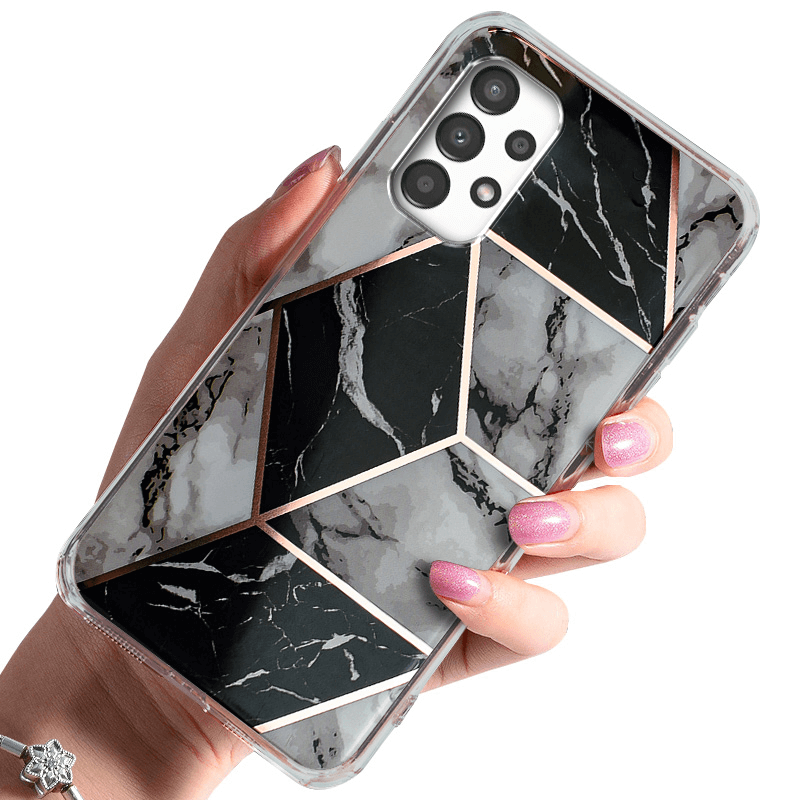 Etui Glamour do Samsung Galaxy A32 4g czarny marmur + szkło nakładka na plecki case