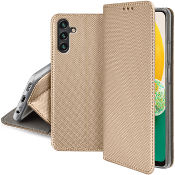 Etui zamykane do Samsung Galaxy A14 5G złote + szkło