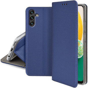 Etui zamykane do Samsung Galaxy A14 5G granatowe + szkło