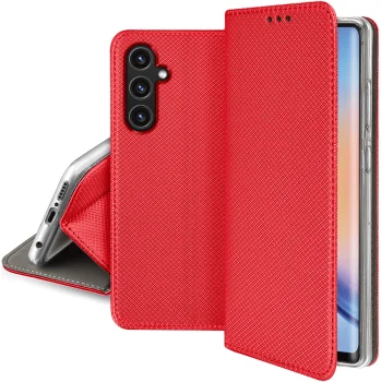 Etui zamykane do Samsung Galaxy A34 5G czerwone + szkło