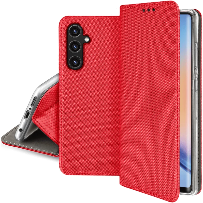 Etui zamykane do Samsung Galaxy A34 4G / 5G czerwone + szkło pokrowiec kabura z klapka