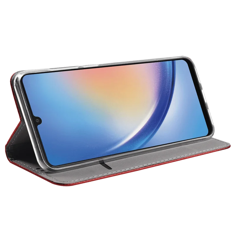 Etui zamykane do Samsung Galaxy A34 4G / 5G czerwone + szkło pokrowiec kabura z klapka
