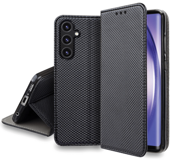 Etui zamykane do Samsung Galaxy A54 5G czarne + szkło