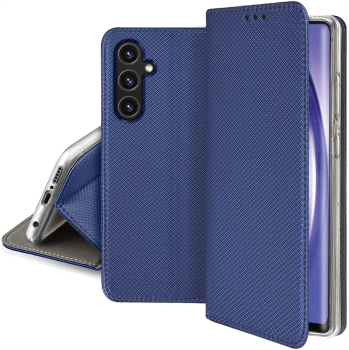 Etui zamykane do Samsung Galaxy A54 5G granatowe + szkło