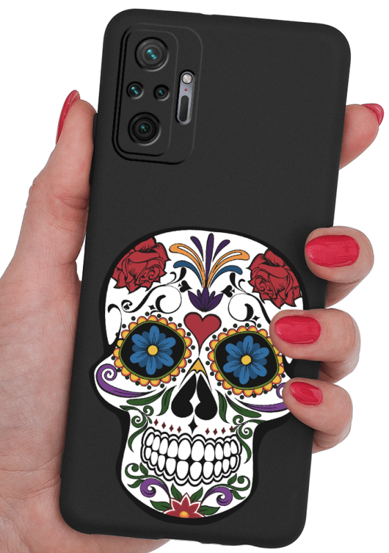 etui malowane do xiaomi redmi note 10 pro wzór czaszka + szkło