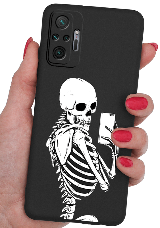 etui malowane do xiaomi redmi note 10 pro wzór szkielet + szkło
