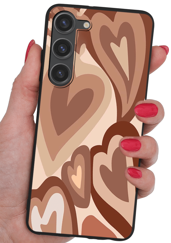 Etui malowane do Samsung Galaxy S23 wzór serca + szkło nakładka na plecki case wzory