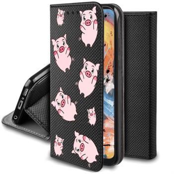 Etui malowane zamykane do Samsung Galaxy A54 5G wzór świnki + szkło