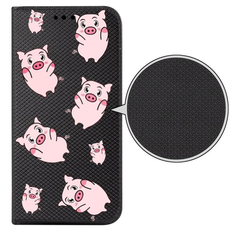 Etui malowane zamykane do Samsung Galaxy A54 5G wzór świnki + szkło wzory pokrowiec kabura case zamykany z klapką