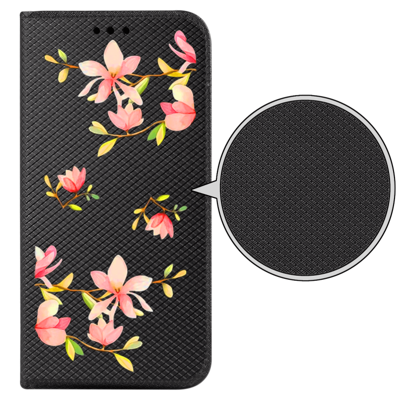 Etui malowane zamykane do Samsung Galaxy A54 5G wzór kwiatki + szkło wzory pokrowiec kabura case zamykany z klapką