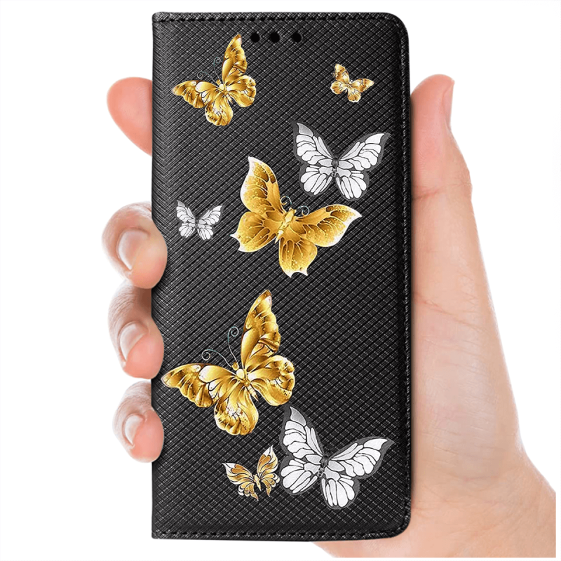 Etui malowane zamykane do Samsung Galaxy A54 5G wzór motyle + szkło wzory pokrowiec kabura case zamykany z klapką