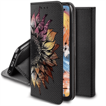 Etui malowane zamykane do Samsung Galaxy A34 5G wzór kwiat + szkło