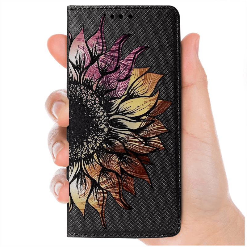Etui malowane zamykane do Samsung Galaxy A34 5G wzór kwiat + szkło pokrowiec kabura case zamykane z klapką