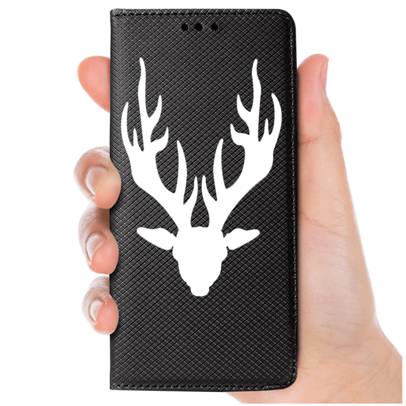 Etui malowane zamykane do Samsung Galaxy A34 5G wzór jeleń + szkło pokrowiec kabura case zamykane z klapką