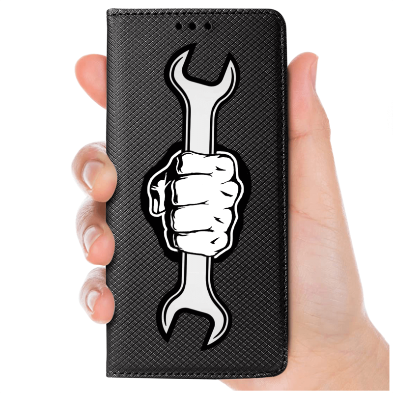 Etui malowane zamykane do Samsung Galaxy A34 5G wzór pięść + szkło pokrowiec kabura case zamykane z klapką