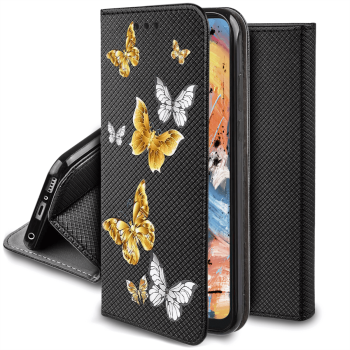 Etui malowane zamykane do Samsung Galaxy A34 5G wzór motyle + szkło