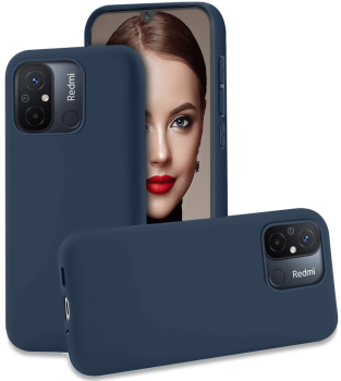 Etui matowe do Xiaomi Redmi 12c granatowe + szkło
