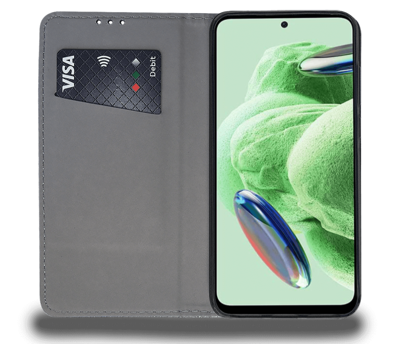 Etui zamykane do Xiaomi Redmi Note 12 5g / Poco X5 5G czarne + szkło kabura case z klapka pokrowiec