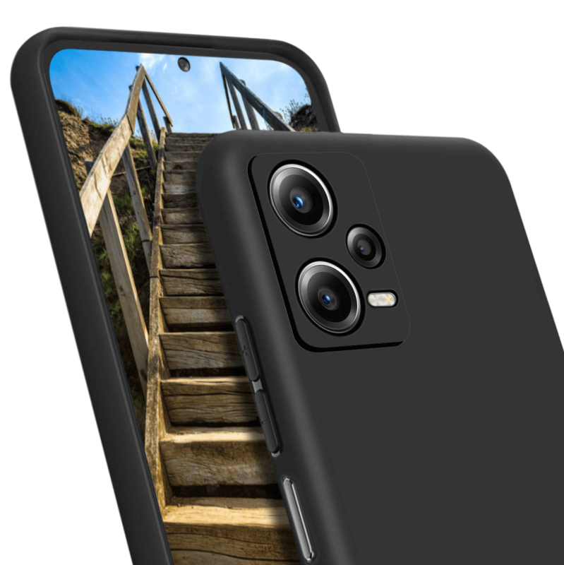 Etui matowe do Xiaomi Redmi Note 12 5G / Poco X5 5G czarne + szkło nakładka na plecki case