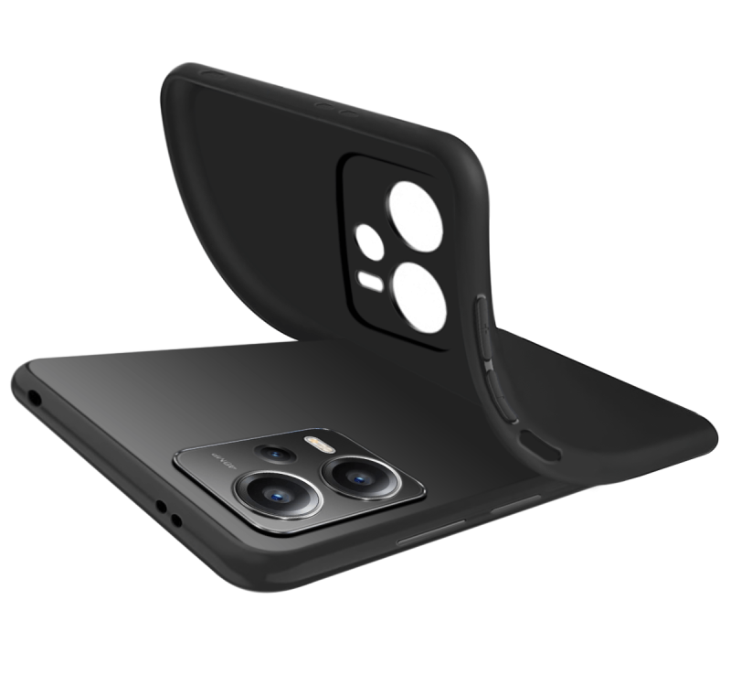 Etui matowe do Xiaomi Redmi Note 12 5G / Poco X5 5G czarne + szkło nakładka na plecki case