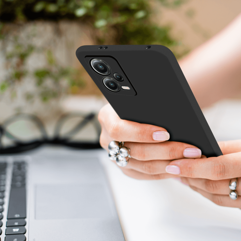 Etui matowe do Xiaomi Redmi Note 12 5G / Poco X5 5G czarne + szkło nakładka na plecki case