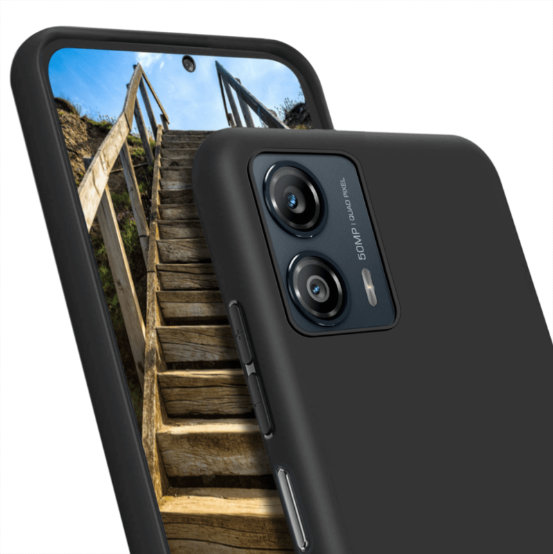 Etui matowe do Motorola Moto G73 5G czarne + szkło nakładka na plecki case