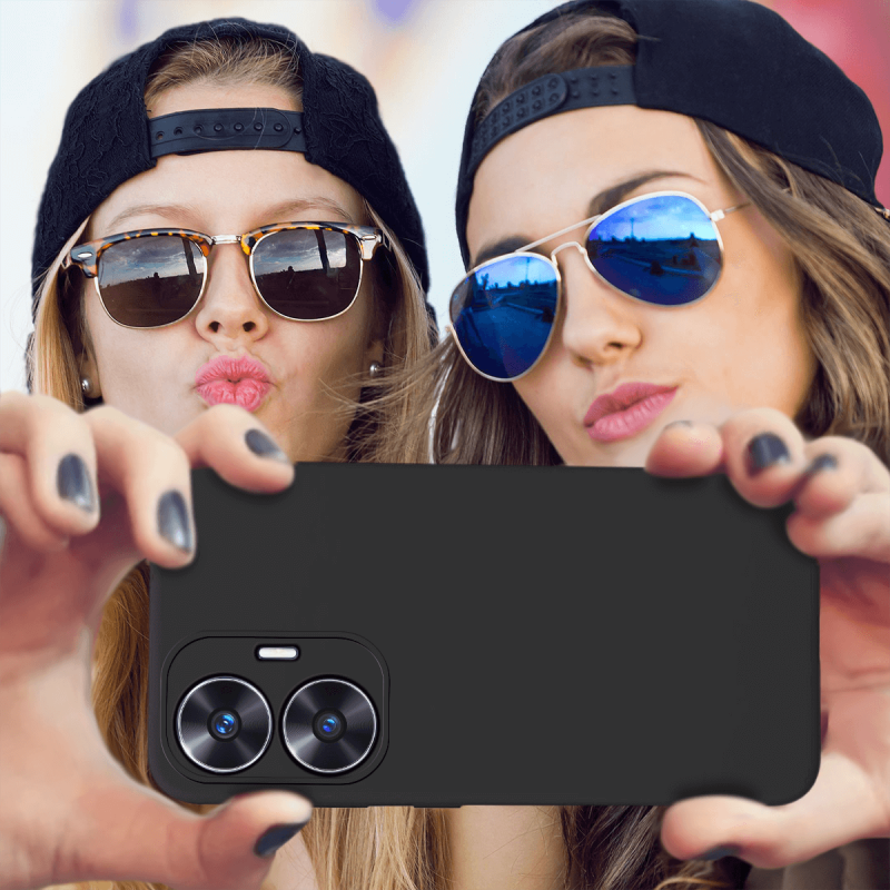 Etui matowe do Realme C55 czarne + szkło nakładka na plecki case