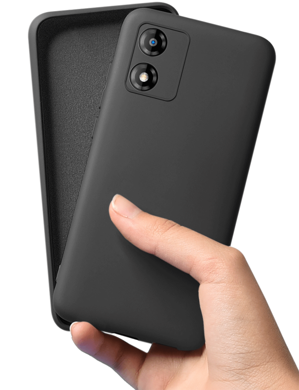 Etui silikonowe do Motorola Moto E13 czarne + szkło nakładka na plecki case