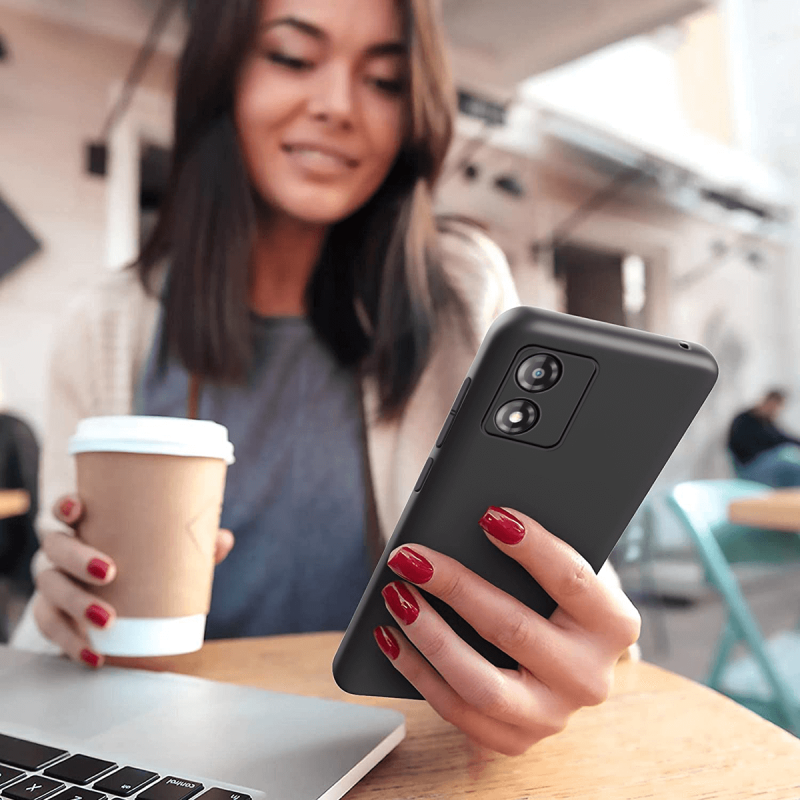 Etui silikonowe do Motorola Moto E13 czarne + szkło nakładka na plecki case