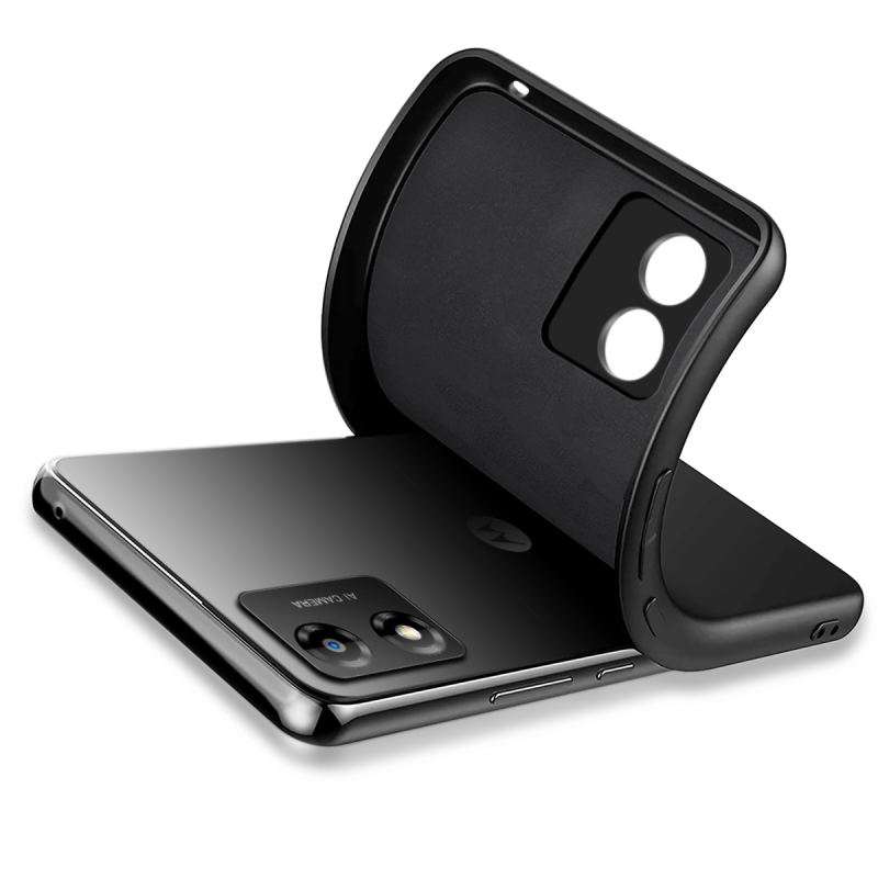 Etui silikonowe do Motorola Moto E13 czarne + szkło nakładka na plecki case