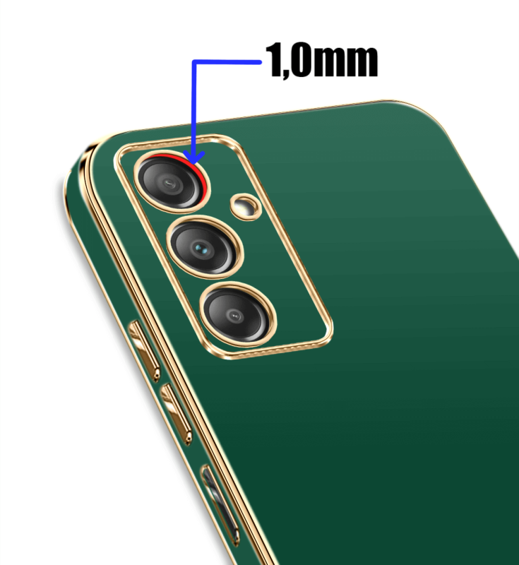 Etui ze złotą ramką do Samsung Galaxy A14 4g / A14 5G zielone + szkło nakładka na plecki case ring gold