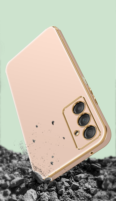 Etui ze złotą ramką do Samsung Galaxy A14 4g / A14 5G różowe+ szkło nakładka na plecki case ring gold