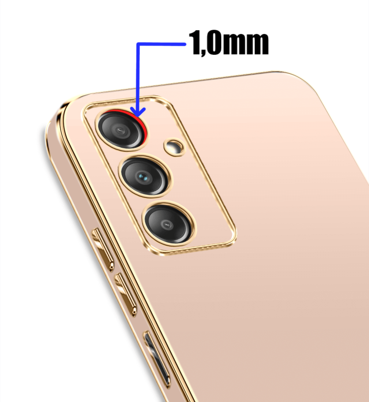 Etui ze złotą ramką do Samsung Galaxy A14 4g / A14 5G różowe+ szkło nakładka na plecki case ring gold