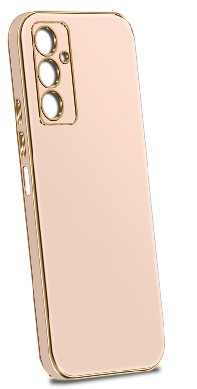 Etui ze złotą ramką do Samsung Galaxy A14 4g / A14 5G różowe+ szkło nakładka na plecki case ring gold
