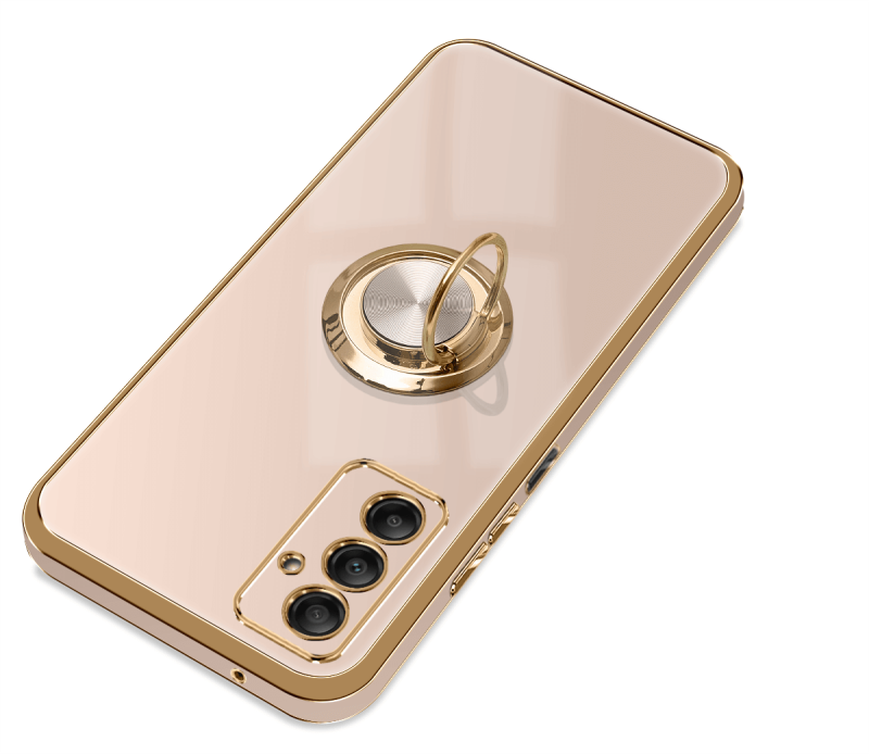 Etui ze złotą ramką do Samsung Galaxy A14 4g / A14 5G różowe+ szkło nakładka na plecki case ring gold