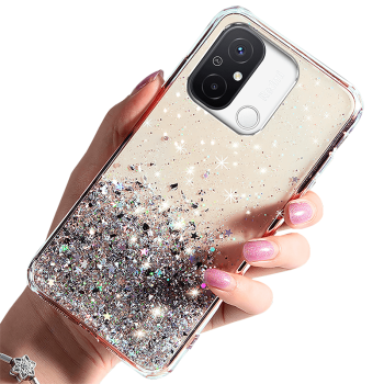 Etui brokat do Xiaomi Redmi 12C przeźroczyste + szkło