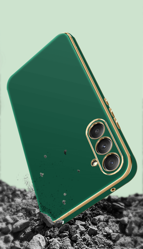 Etui do Samsung Galaxy A54 5G ze złotą ramką ring zielone + szkło nakładka na plecki case
