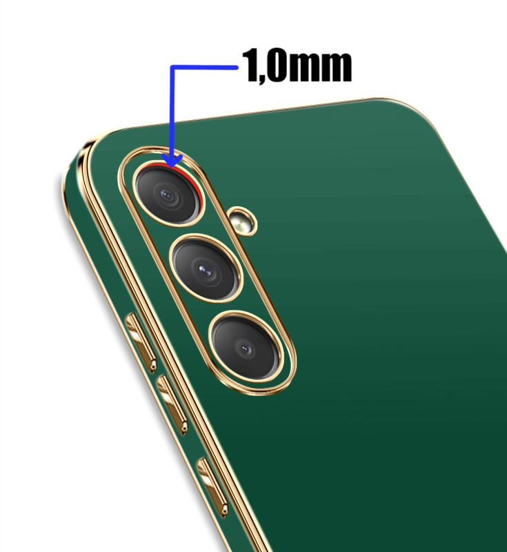 Etui do Samsung Galaxy A54 5G ze złotą ramką ring zielone + szkło nakładka na plecki case