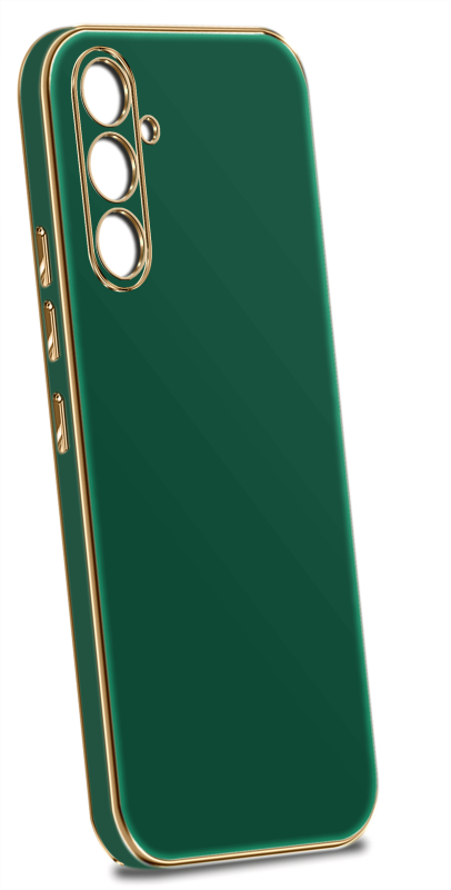 Etui do Samsung Galaxy A54 5G ze złotą ramką ring zielone + szkło nakładka na plecki case