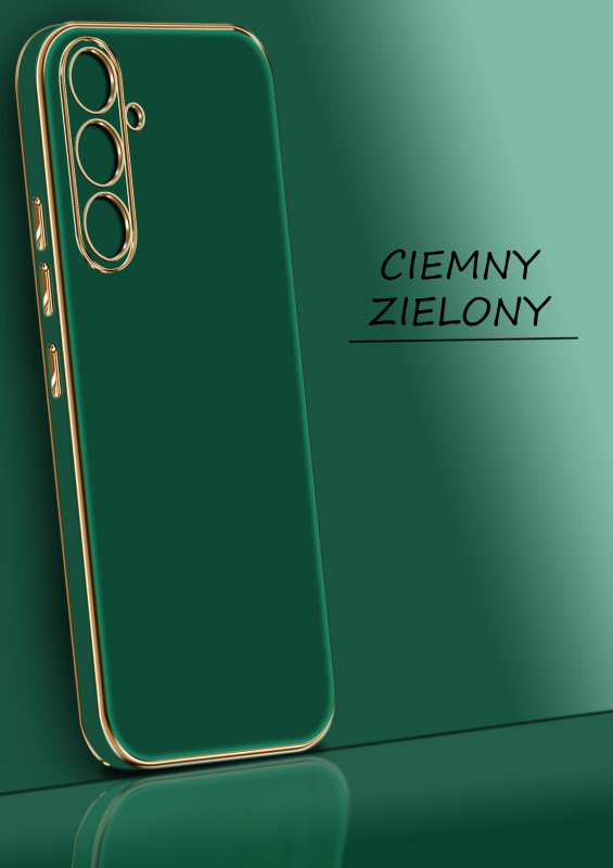 Etui do Samsung Galaxy A54 5G ze złotą ramką ring zielone + szkło nakładka na plecki case