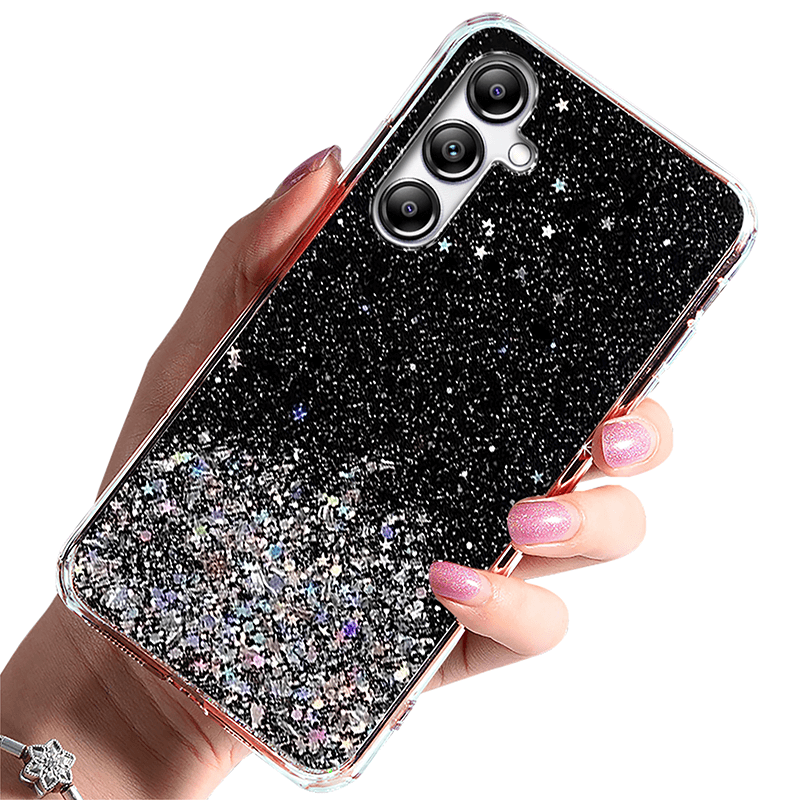 Etui brokat do Samsung Galaxy A54 5G czarne + szkło nakładka na plecki case